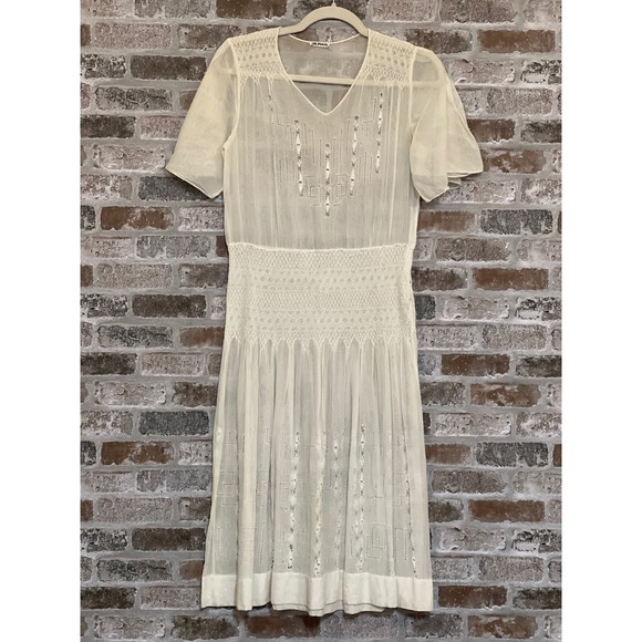 1920s John‎ Wanamaker Dress White Sheer Hand Smocked, Sewn, Lace - Picture 1 of 8